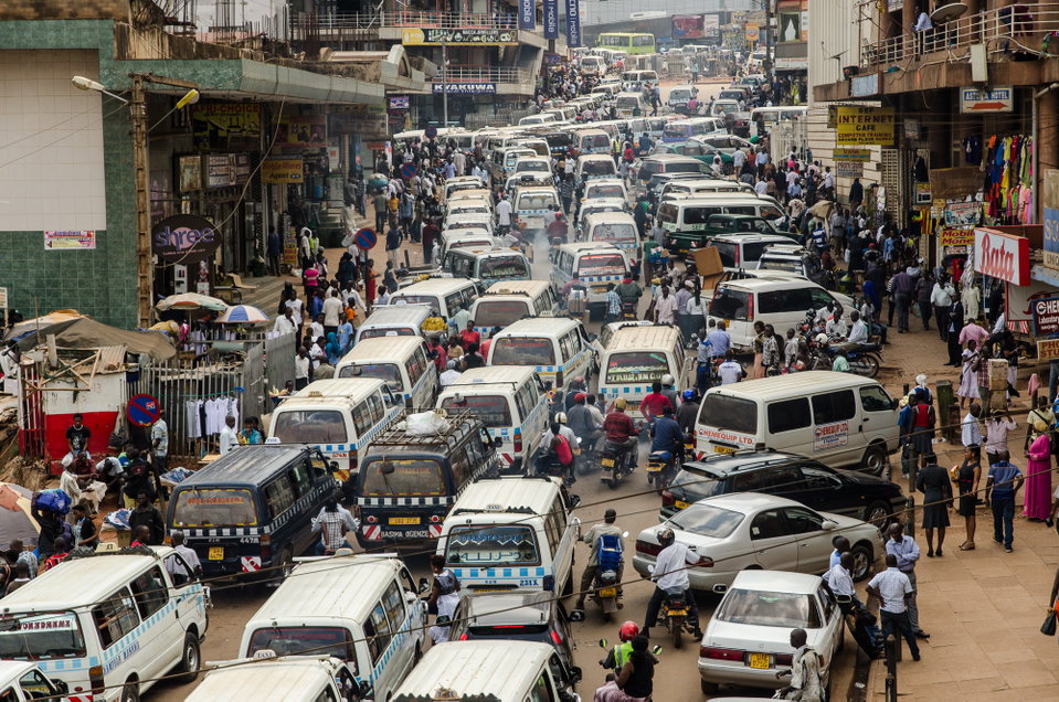 A busy street in Kampala. Photo by Tim Abbott.
