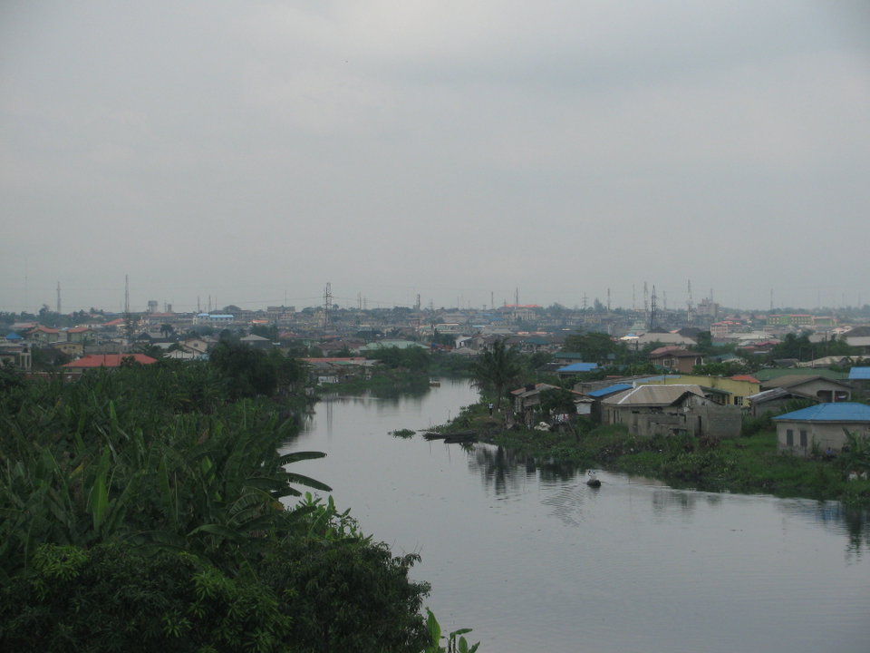 A scenic view of a river passing through a Lagos estate. Photo by Luigi Guarino.