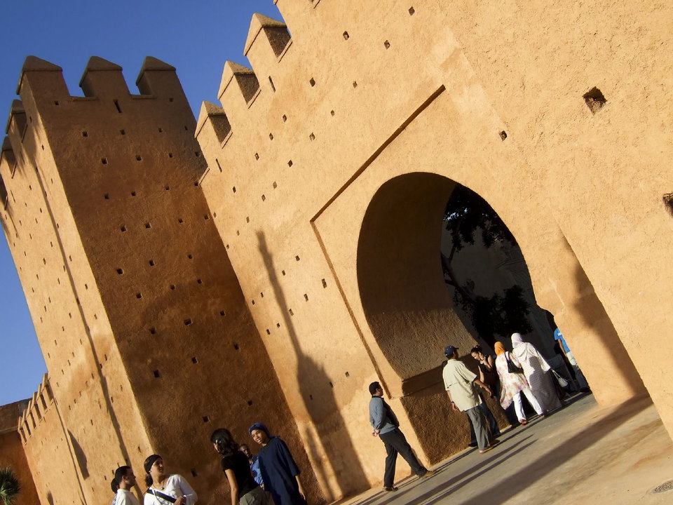 The Kasbah of the Udayas overlooking the blue Atlantic at Rabat, Morocco, at golden hour