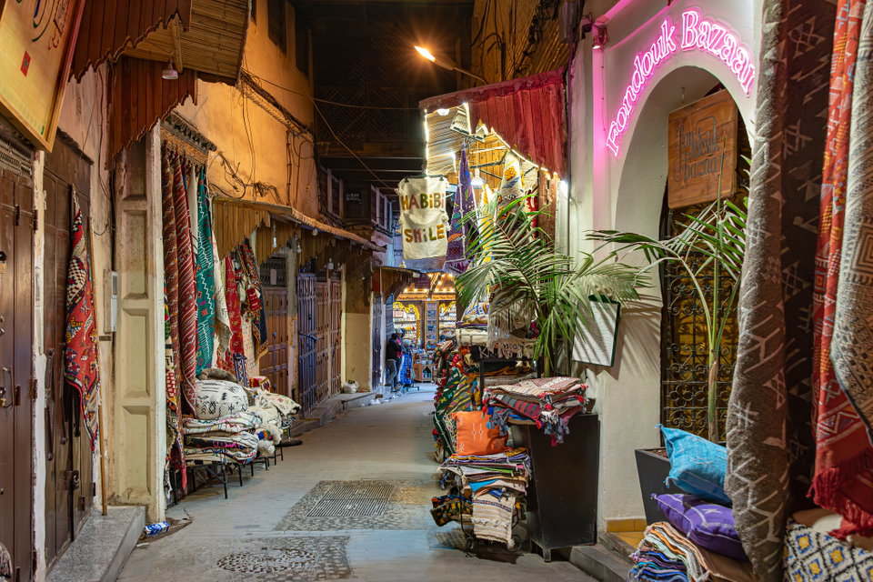 The ancient medina of Fez, Morocco, with its labyrinthine alleyways and terracotta rooftops at golden hour