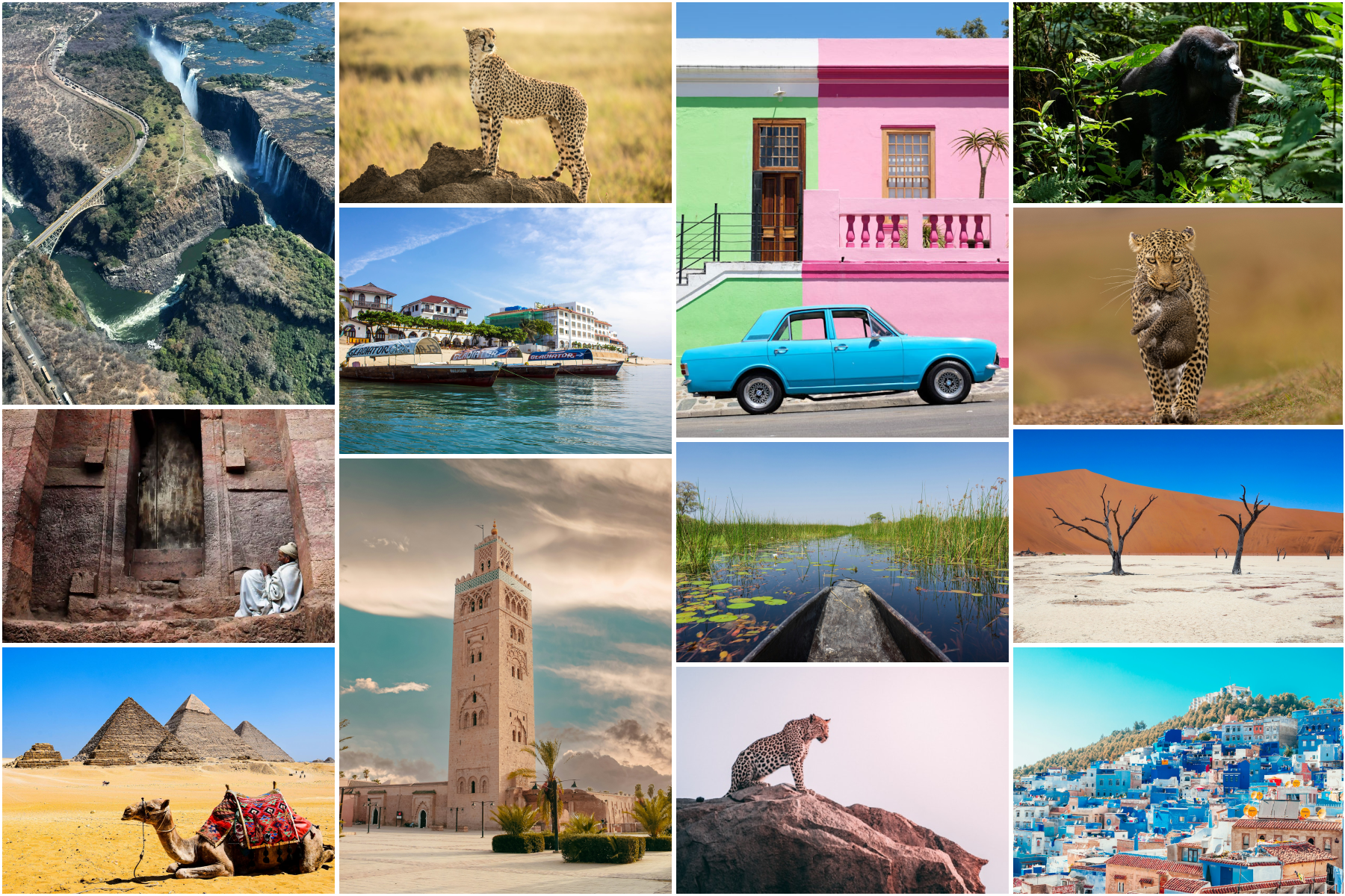 Top 15 destinations in Africa for 2026. Photos by various photographers. 
