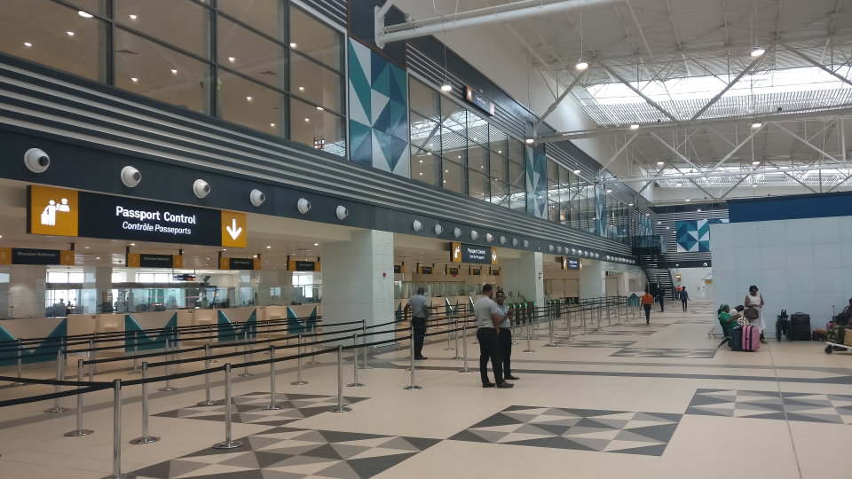 Terminal 3 Departures in Accra's Kotoka International Airport. Photo by Sean Mendis.