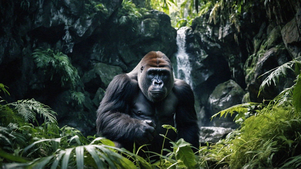 Mountain gorilla in the forest