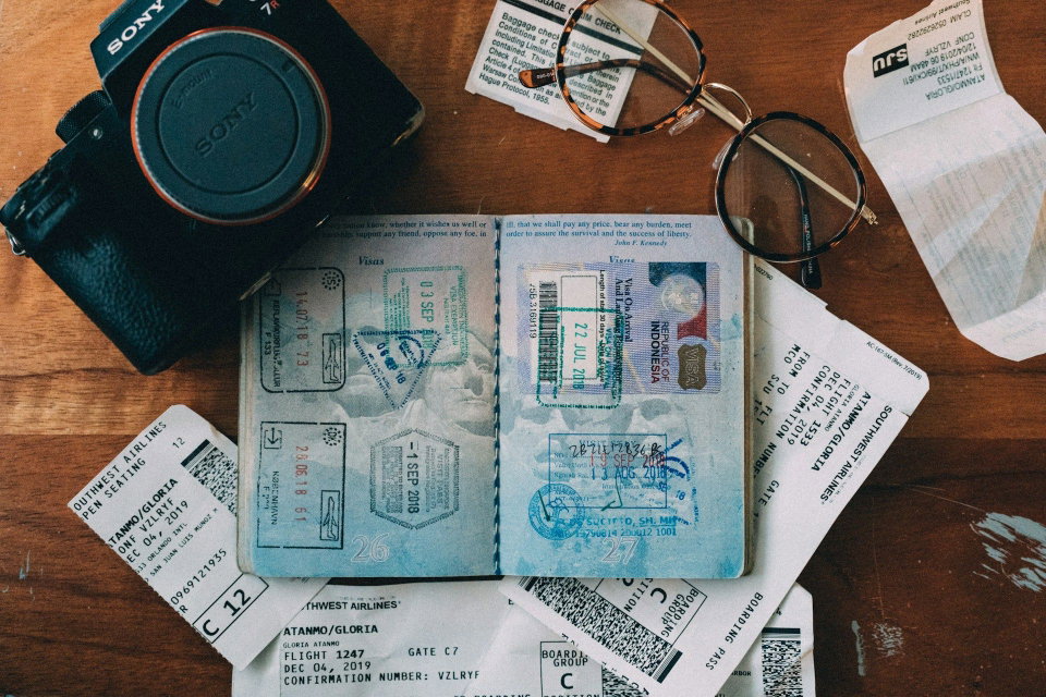 Travelp documents on a table