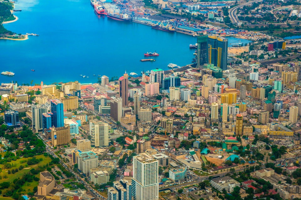 Aerial view of Dar es Salaam City in Tanzania