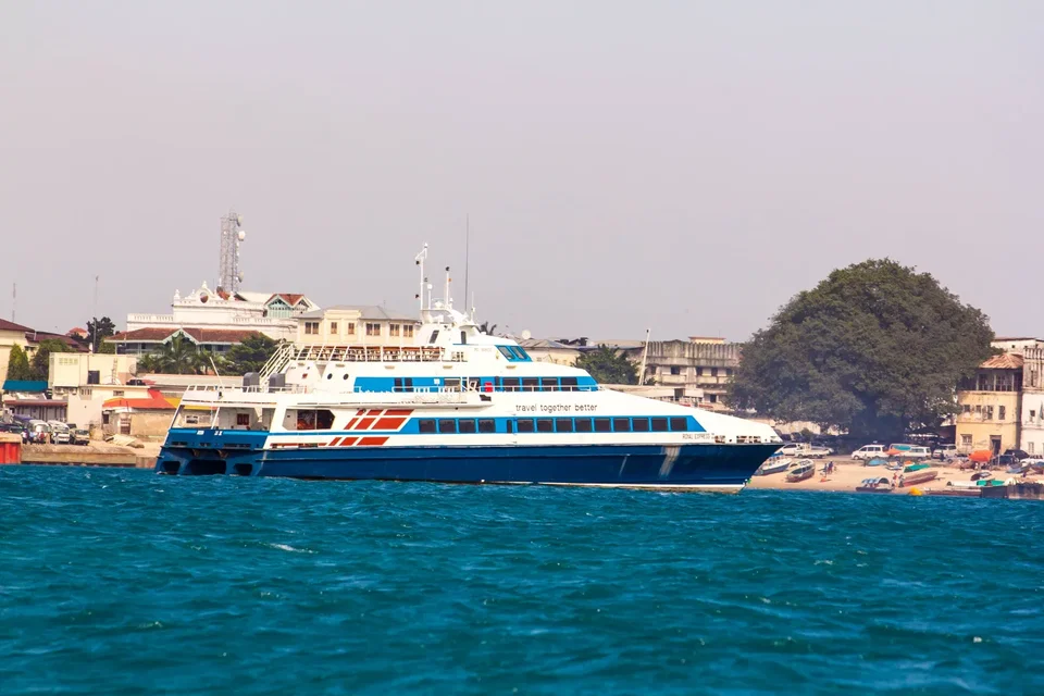 A ferry vessel approaches Stone Town in Zanzibar. Photo by Joshua Wanyama. 